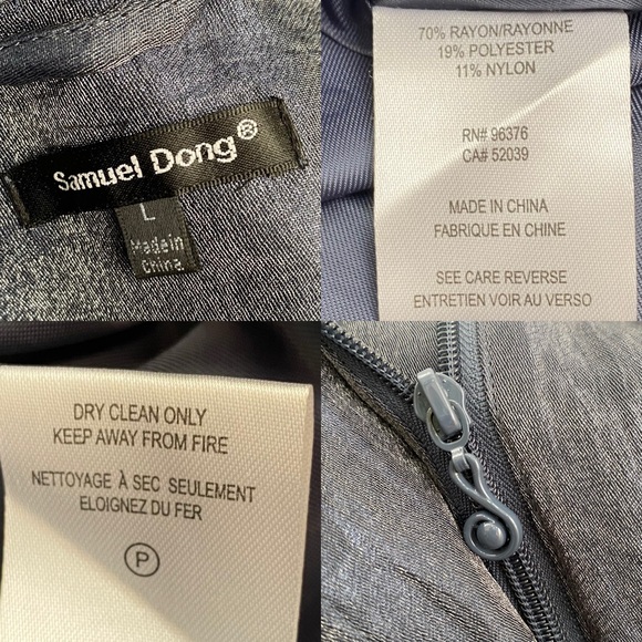 SAMUEL DONG Shimmer Bluish Gray Cinched Waist Bubble Coat Jacket Size L - Picture 16 of 16